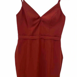 AZAZIE sz A4 Rust Bridesmaid Wedding Guest Belted Slit Dress Sweetheart Neckline